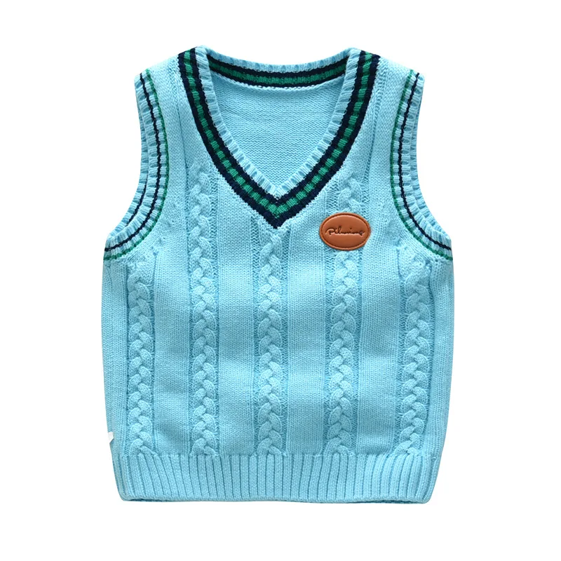 Осенне зимняя школьная форма для маленьких девочек жилет вязаный свитер без