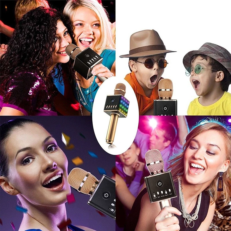 DOITOP Microphone Portable Wireless Bluetooth Karaoke Live Handheld KTV Machine Microfone Speaker LED Light Mic cl | Электроника