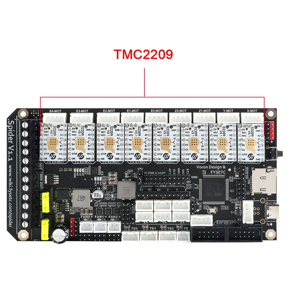 Материнская плата FYSETC Spider V1.1 32 бит контроллера TMC2208 TMC2209 для 3D-принтера сменная