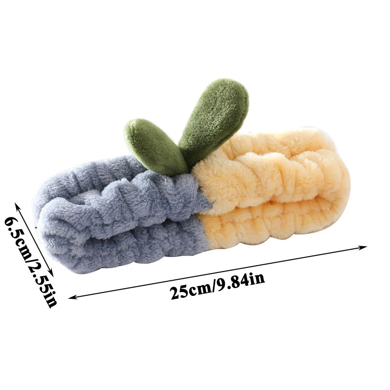

Grass Bud Hairband Plush Wide Hair Accessories Coral Fleece Soft Headband Elastic Hair Band Splicing Color Headwrap Turban