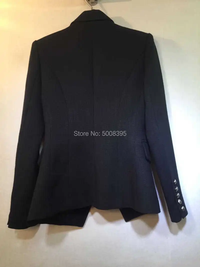 

HIGH QUALITY !!!! Black White Classic Blazer Double Breasted Silver Button UP Blazers For Woman 2021 Fashion New