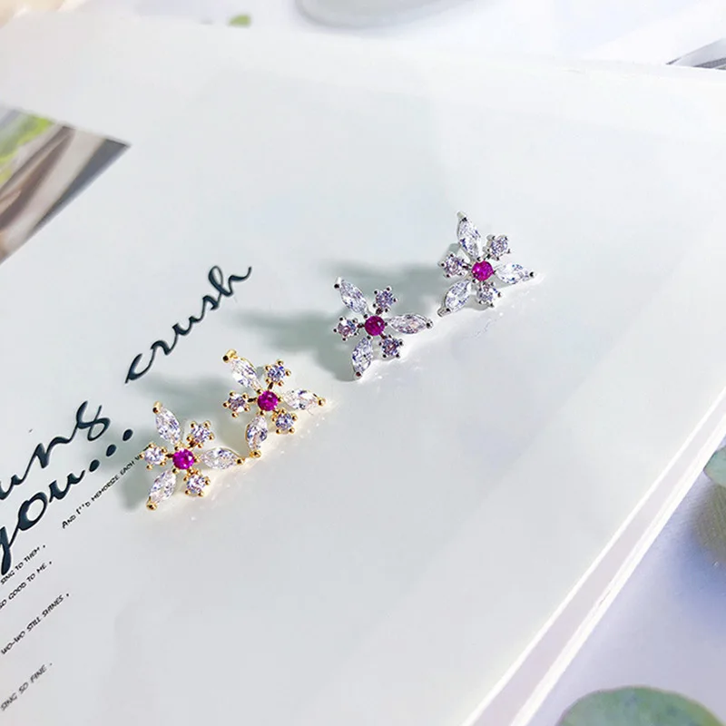 2019 модные корейские цветочные хрустальные серьги гвоздики для женщин