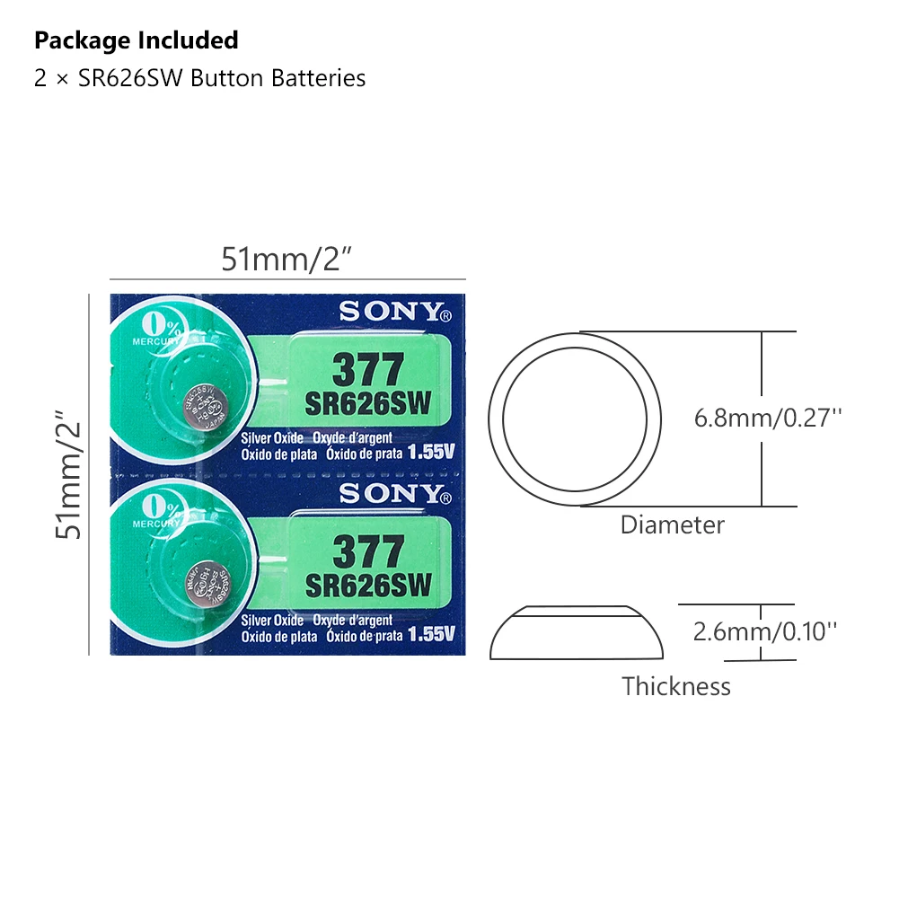 2 шт для sony 1,55 V AG4 батарея SR626 377 LR626 LR66 SR66 SR626SW 377A кнопка сотовый часы монета G4 батареи для гаджетов часы