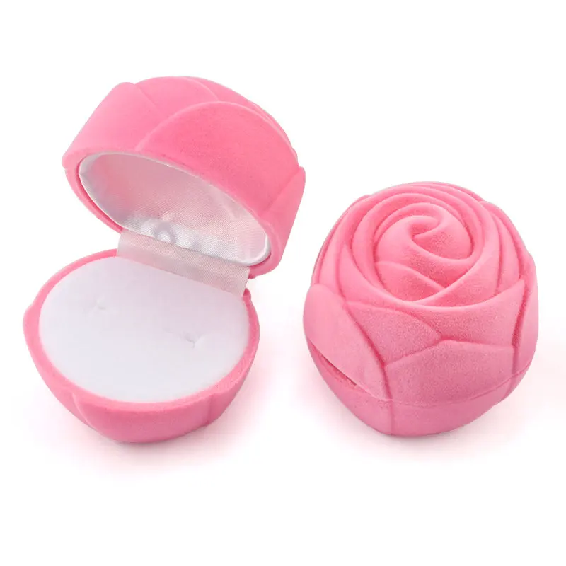 rose flower-pink 1 шт. прекрасный бархатный контейнер для ювелирных изделий коробка для свадебных колец для сережек Ожерелье Браслет Дисплей Подарочная коробка держатель 16 стилей - Цвет: rose flower-pink