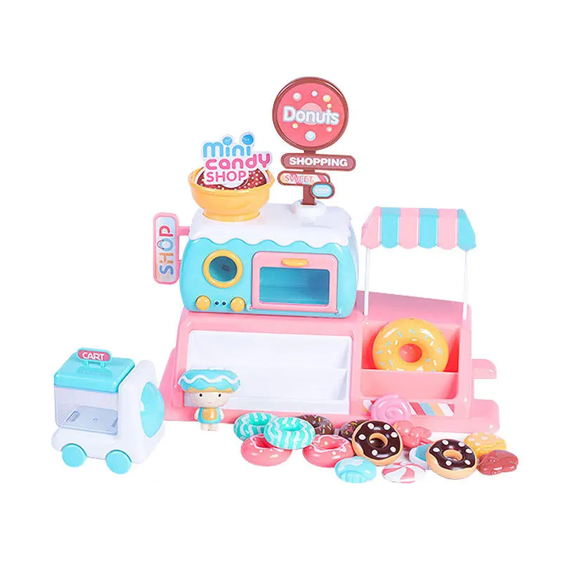 

Girls Simulation Donut Supermarket Store Candy Shopping Cart with Voice Children Play House Kitchen Oven Toys