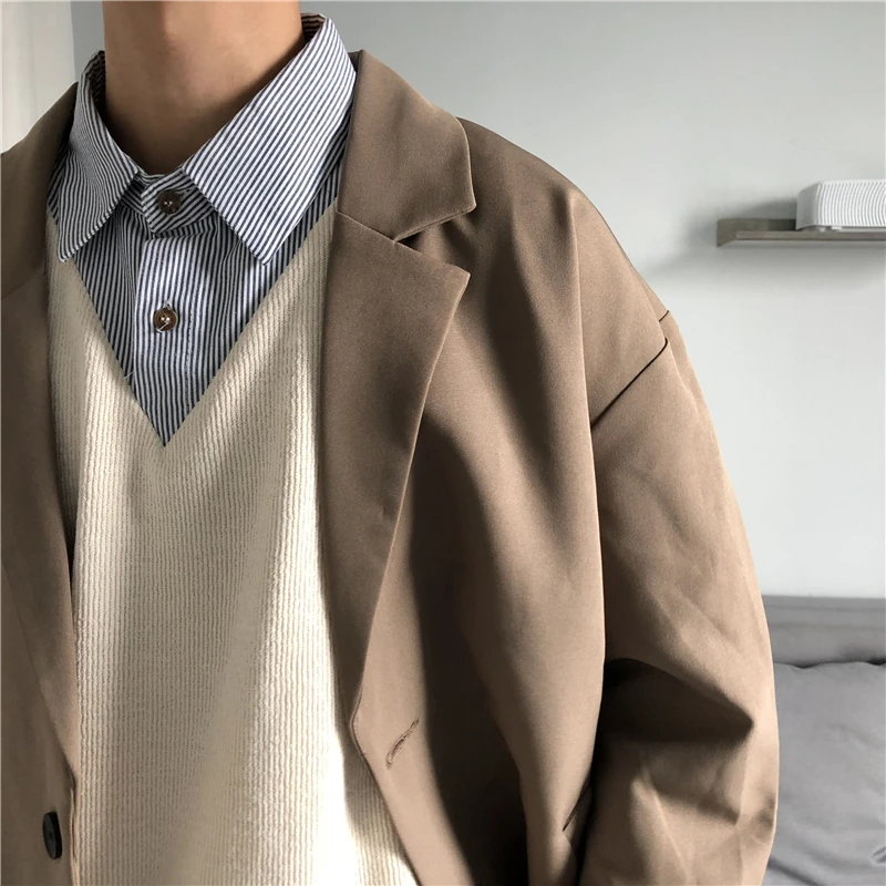 Однобортный черный блейзер модный мужской костюм мужские повседневные блейзеры