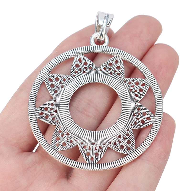 ZXZ 2 шт. тибетские серебряные большие круглые подвески с открытым цветком