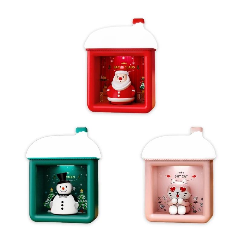 

Snow House LED Lamp Cute Santa Snowman Kitty USB Christmas Table Night Light 3XUC