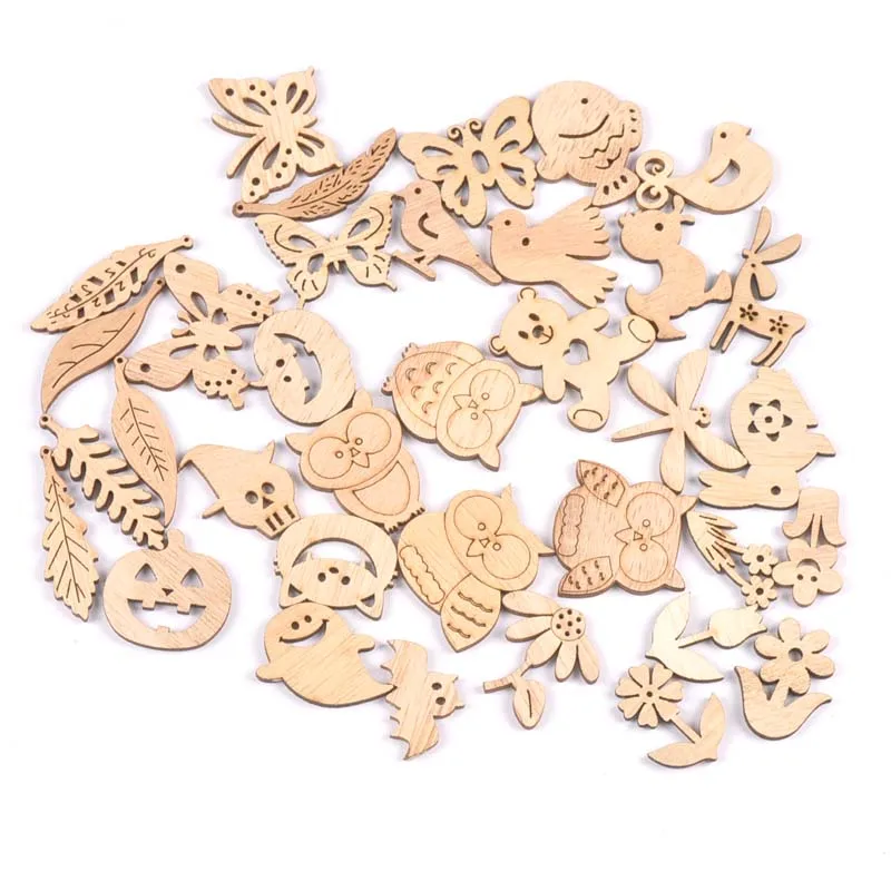 25 шт. Винтажные Цветы/Совы/Листья DIY деревянные орнаменты для скрапбукинга