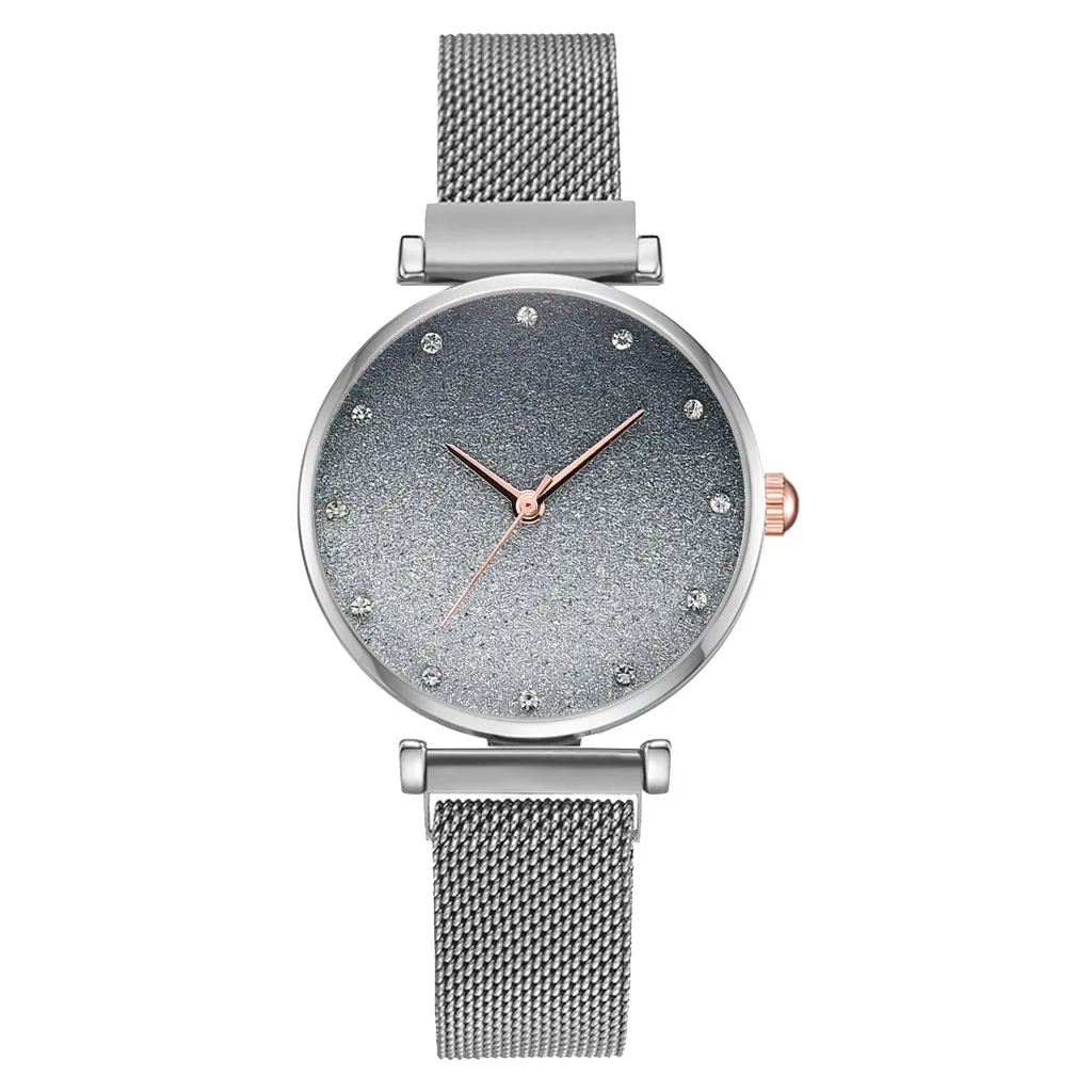 

Sleek Minimalist Calendar Magnetic Buckle Alloy Mesh Mens Quartz Watch Relojes Para Mujer Montre Femme