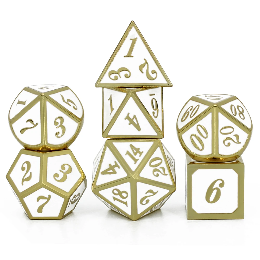 Металлические игральные кости D4 D6 D8 D10 D % D12 D20 с черным мягким мешочком на шнурке