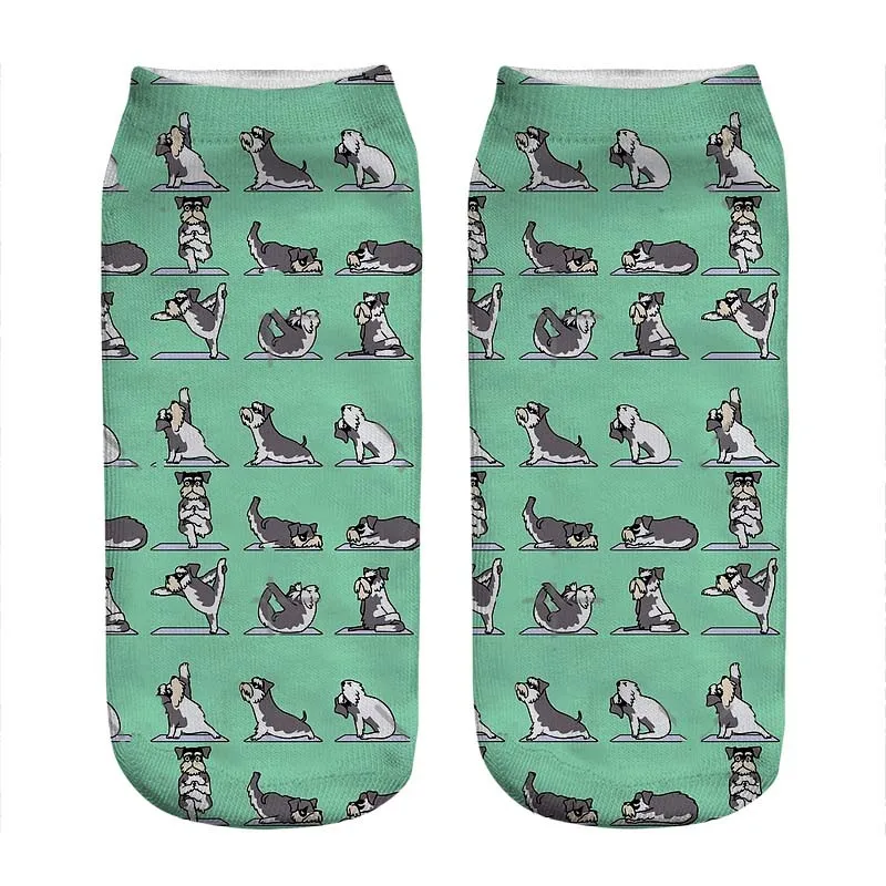 

Женские носки, кавайные миниатюрные носки с принтом шнауцера для йоги, женские носки в стиле Харадзюку, веселая забавная новинка, милые пода...