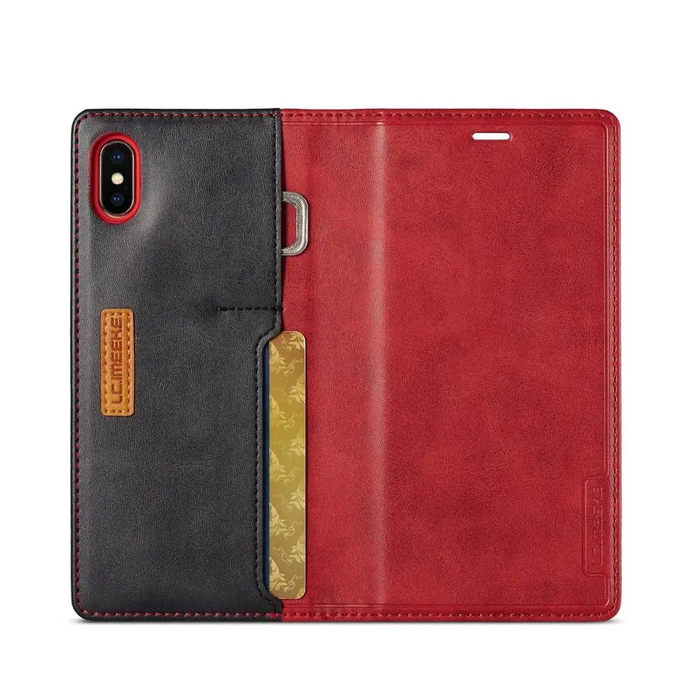 Кожаные чехлы для iPhone 6 6S 7 8 Plus X XR XS MAX Splice color Flip Samsung Galaxy S8 S9 S10 S10E Note задняя