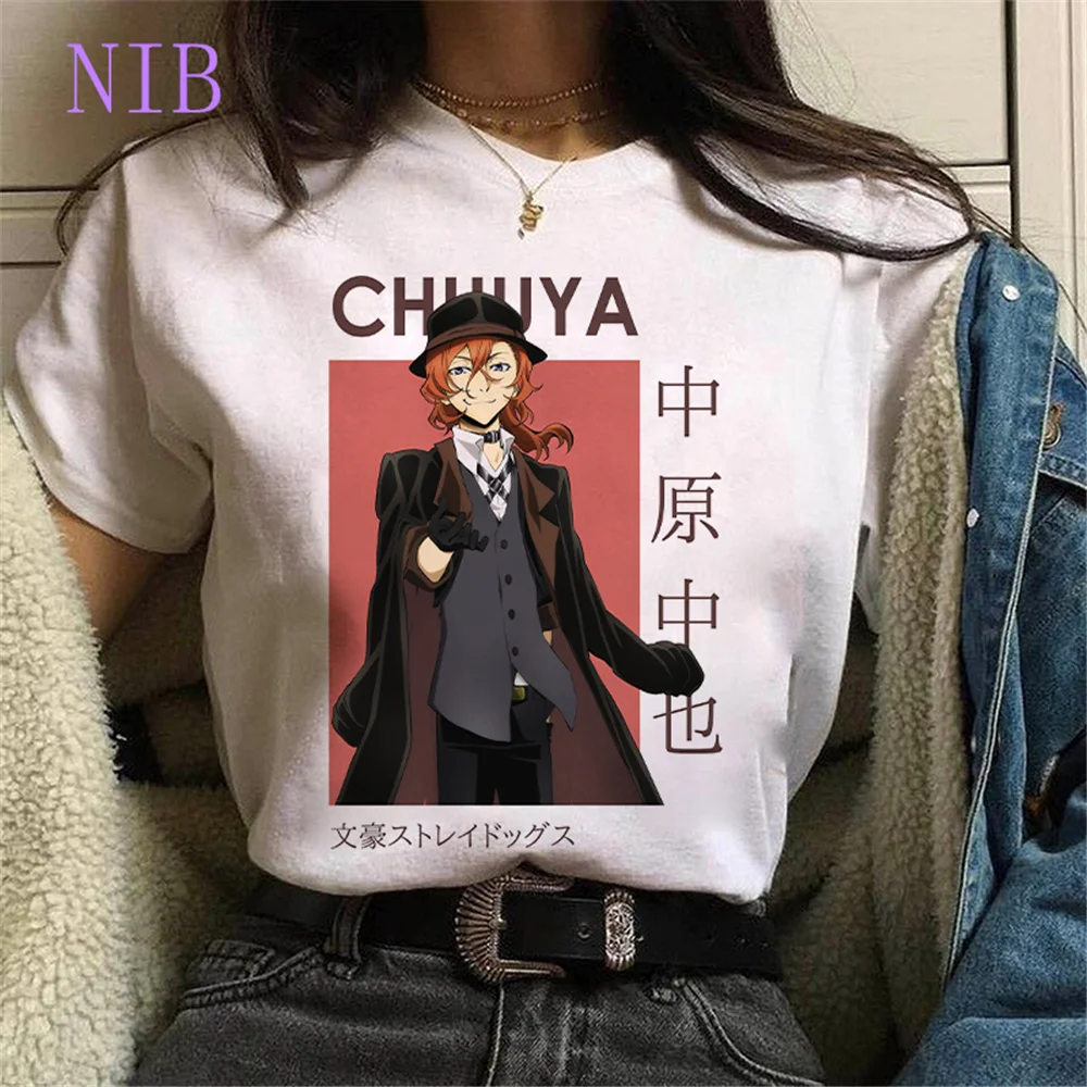Osamu Dazai Nakajima Atsushi t shirt women Harajuku anime Bungo Stray Dogs print Tees gothic punk oversized women/men's T-Shirts | Женская