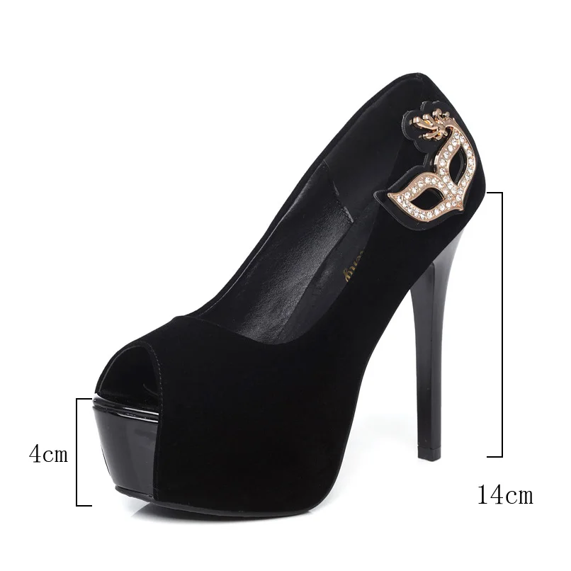 Новые 14 см Туфли с очень высокими каблуками стразы Свадебная обувь на платформе