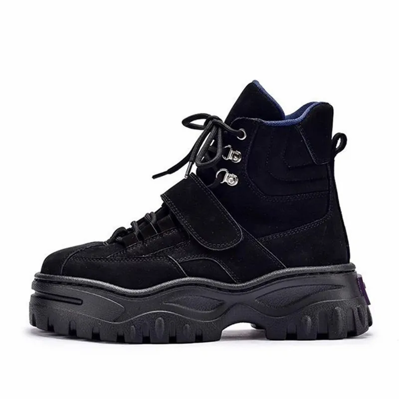 Ботильоны женские замшевые на шнуровке ботинки для верховой езды платформе