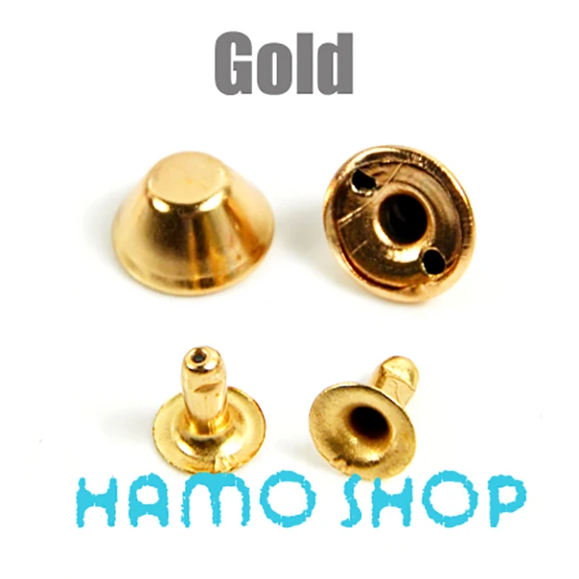 Bucket Gold 100 шт, все размеры, Стильные Заклепки с шипами, пятна, голова гвоздика, панк-рок, сделай сам, кожа, ремесло, для одежды, сумки, обуви, части, украшения - Цвет: Bucket Gold