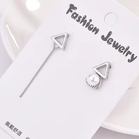 fashion 925 sterling silver korean version sweet triangle earrings pearl geometric irregularity earrings wholesale