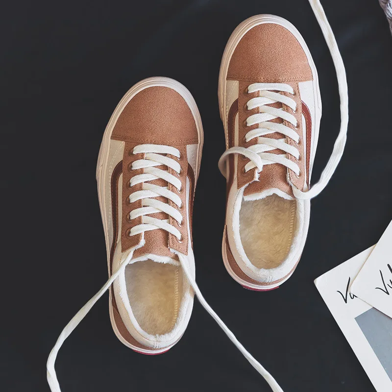 

Hot 2020 New Winter Cotton Shoes Thickened Warmth Korean Student Low-top Flat Bottom Shoes Plus Velvet Canvas Shoes for Women
