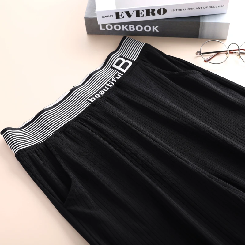 Брюки женские мягкие с широкими штанинами повседневные Слаксы завышенной талией