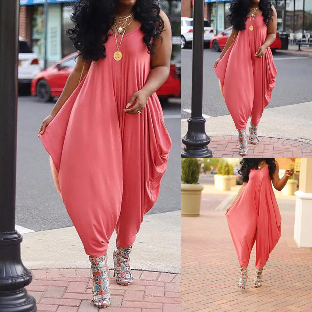 Женский комбинезон с V образным вырезом без рукавов| |