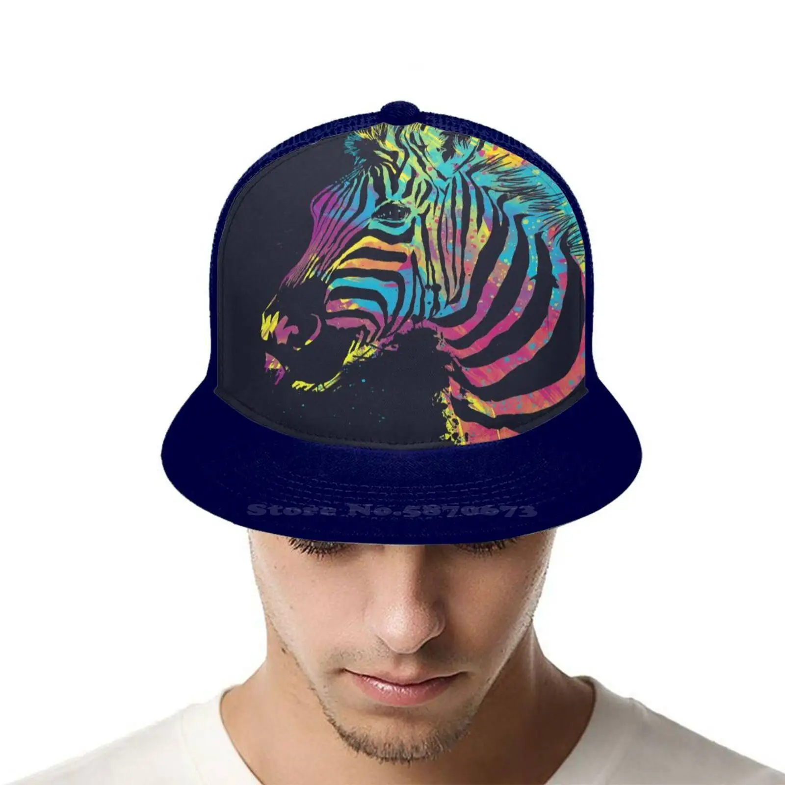Кепка армейская с принтом Зебра модная шапка цветным рисунком радуги Шапка
