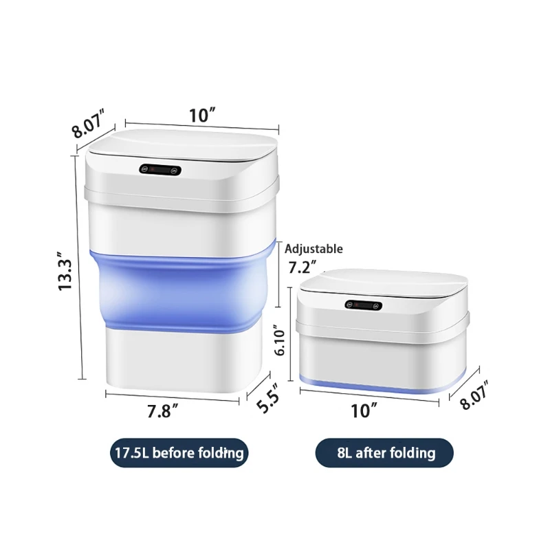 

Automatic Trash Can with Lid 4.6 Gallon Foldable Touchless Motion Sensor Garbage