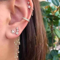 fashion star moon drop small hoop earrings set hot sell pendant hanging earrings for women party vintage punk metal jewelry