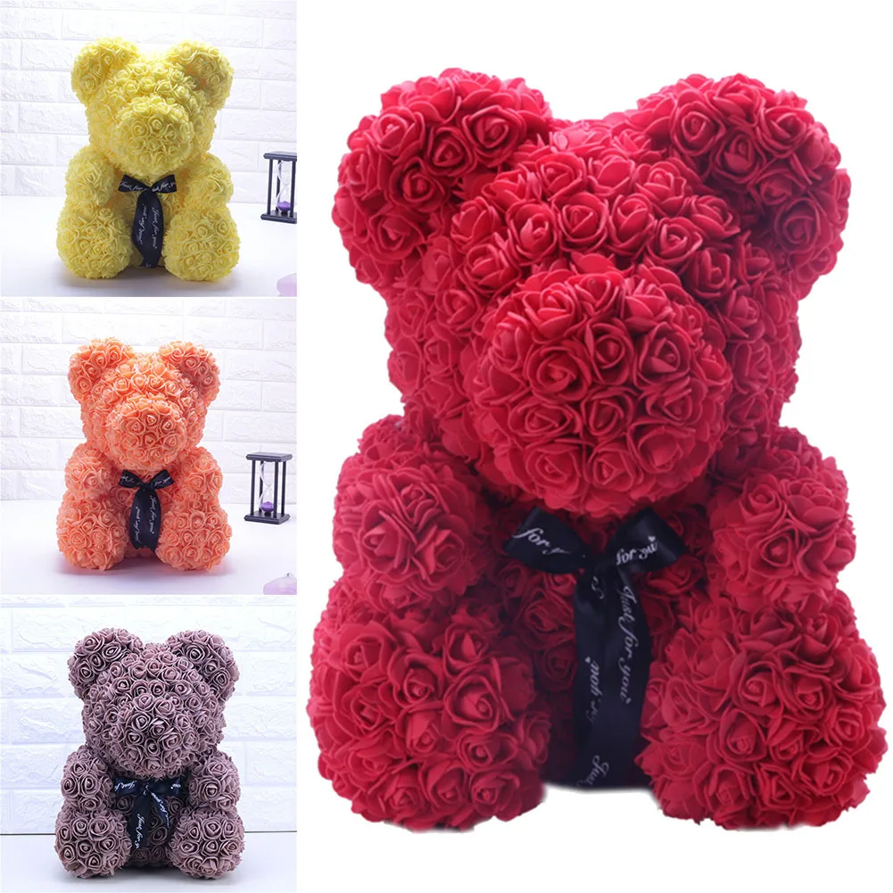 Романтическая искусственная Роза цветок медведь кукла орнамент Подарок на
