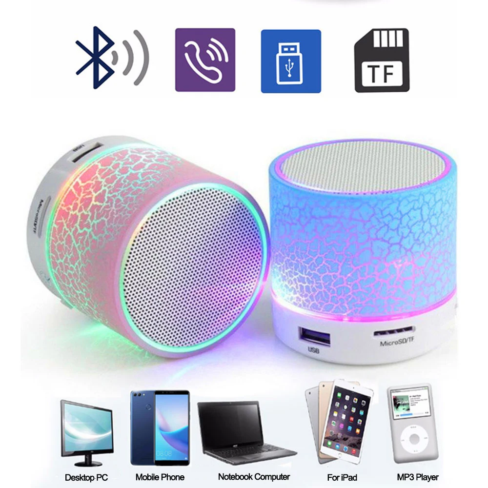 KISSCASE мини беспроводной портативный Bluetooth динамик s трещины светодиодный USB Радио FM MP3 стерео звук динамик для компьютера мобильного телефона