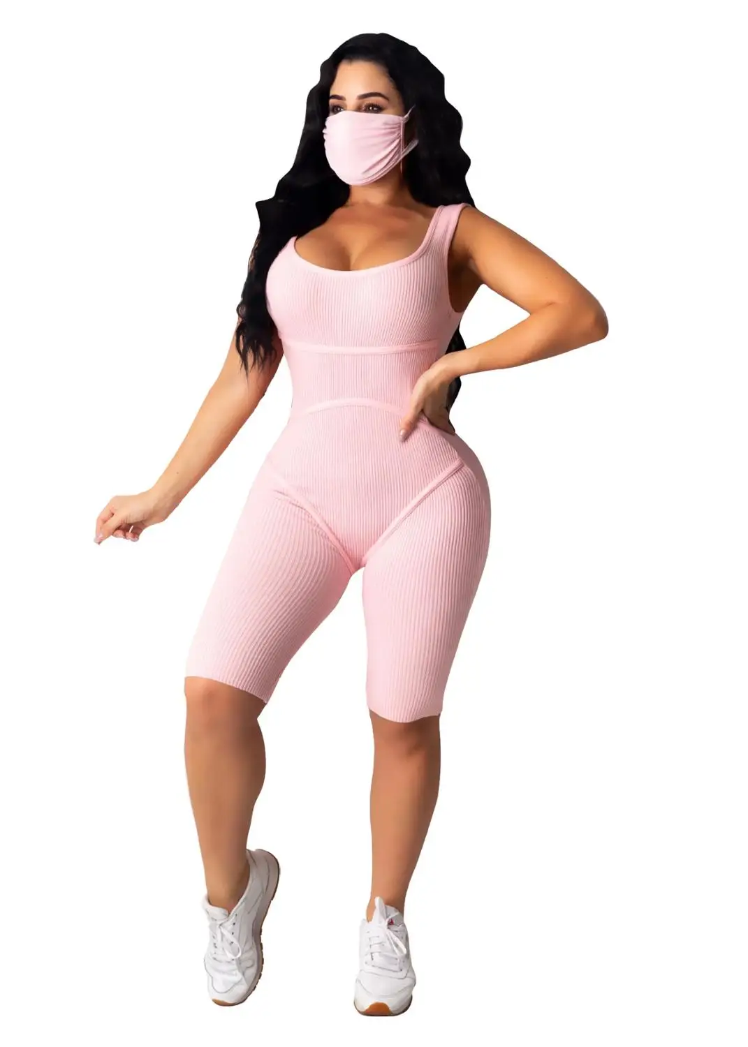 Хлопковая спортивная одежда вязаный Облегающий комбинезон в рубчик пикантные