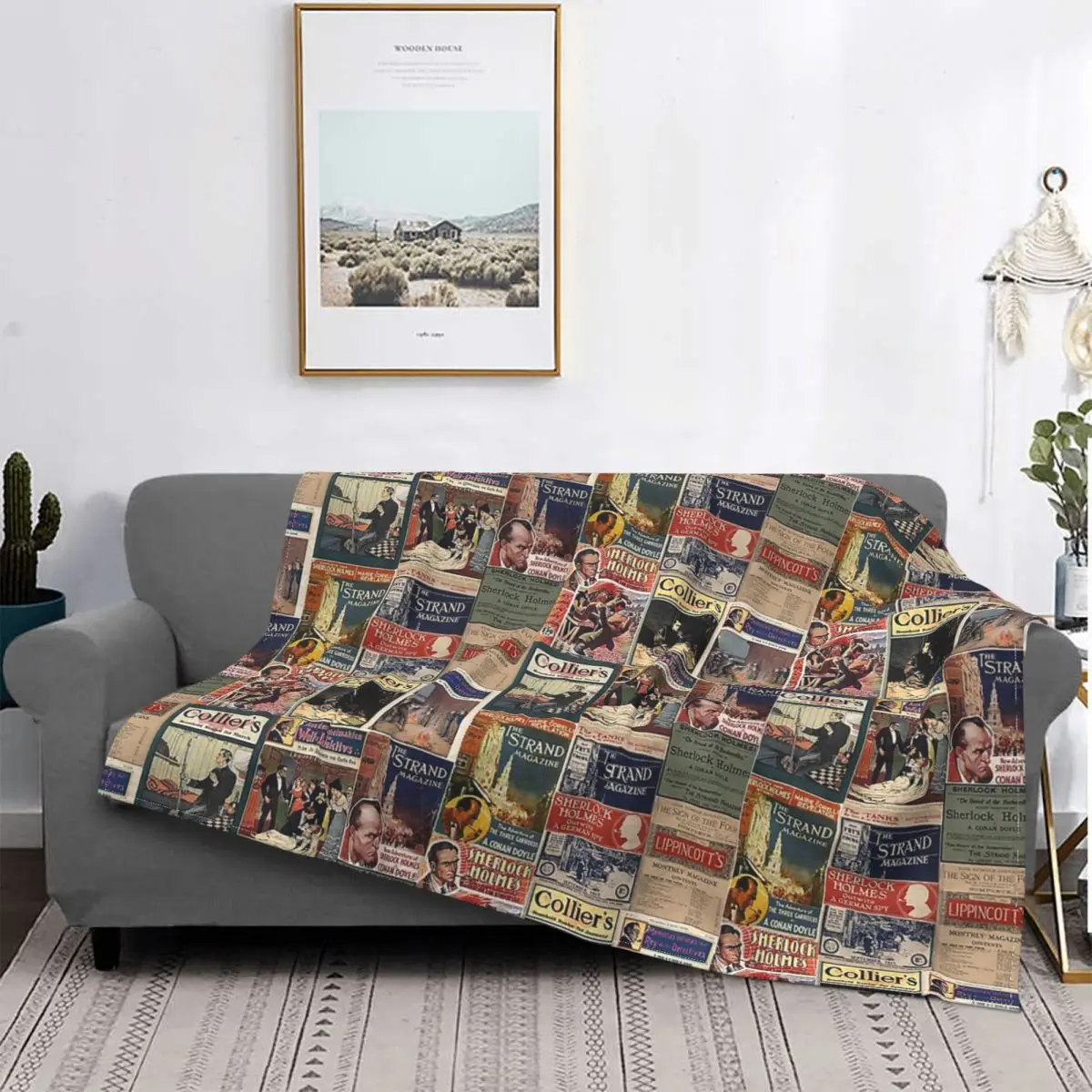 

Декоративное одеяло для гостиной с винтажными журналами Шерлока Холмса прекрасные подарки плюшевое Фланелевое Флисовое одеяло