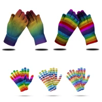 fashion rainbow colorful mittens gloves women elegant high quality garden gloves high quality cycling screen touch gloves women