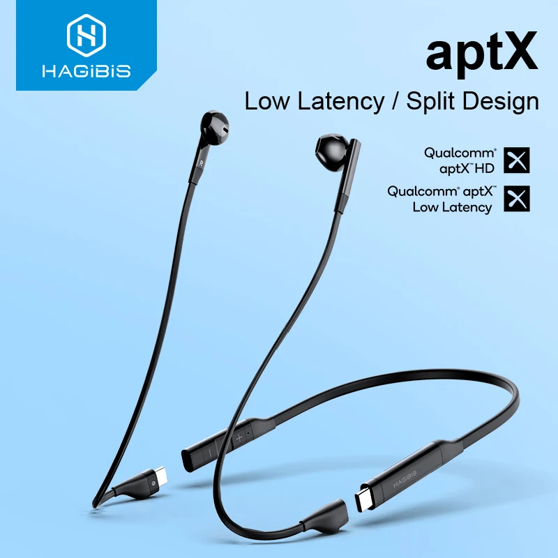Hagibis Wireless Bluetooth 5.0 Headphones Sports Neckband Earbuds aptX-LL Earphones Stereo Noise Cancelling with Qualcomm chip |