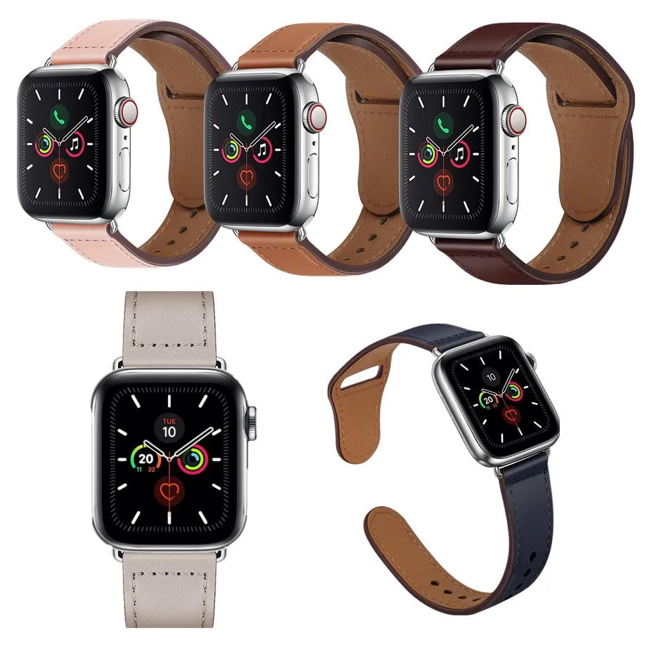 Модные кожаные браслеты для Apple Watch series 5 4 3 2 1 контактный браслет 38 40 мм 42 44 Ремешки