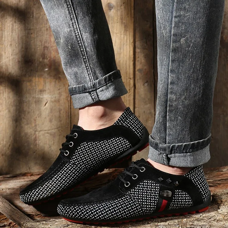 LIN KING New Comfortable Men's Pu Leather Casual Shoes Lace Up Fashion Loafers Moccasins Soft Sole Man Flats Office Work | Обувь