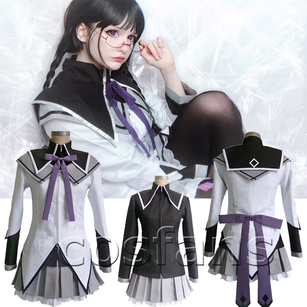 Костюм для косплея из аниме Puella Magi Madoka Magica Akemi Homura Косплей костюмы с бантиками