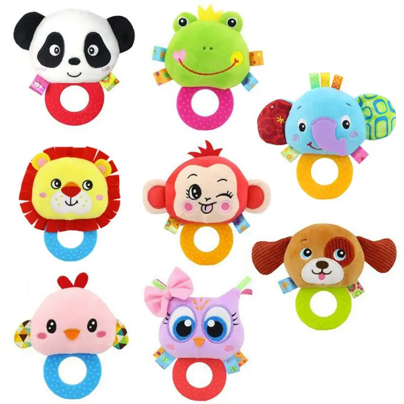 

Cute Baby Rattle Toys Animal Plush Baby Cartoon Educational Toy Hand Bells Teeth Biting Teether Toy For Baby 0-3Y