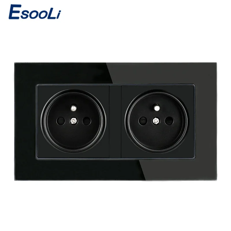 Настенная розетка Esooli 16A с двойным французским стандартом из хрустального стекла