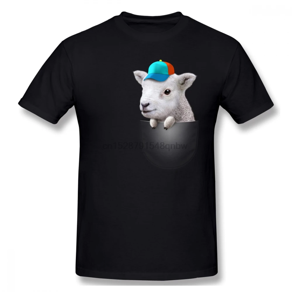 Мужская футболка с карманом и овечкой Прямая поставка Camiseta 4XL 5XL 6XL хлопок круглый