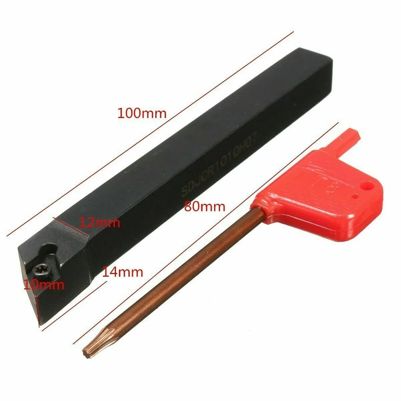 

SDJCR1010H07 Lathe Indexable External Turning Tool Holder + Wrench T8