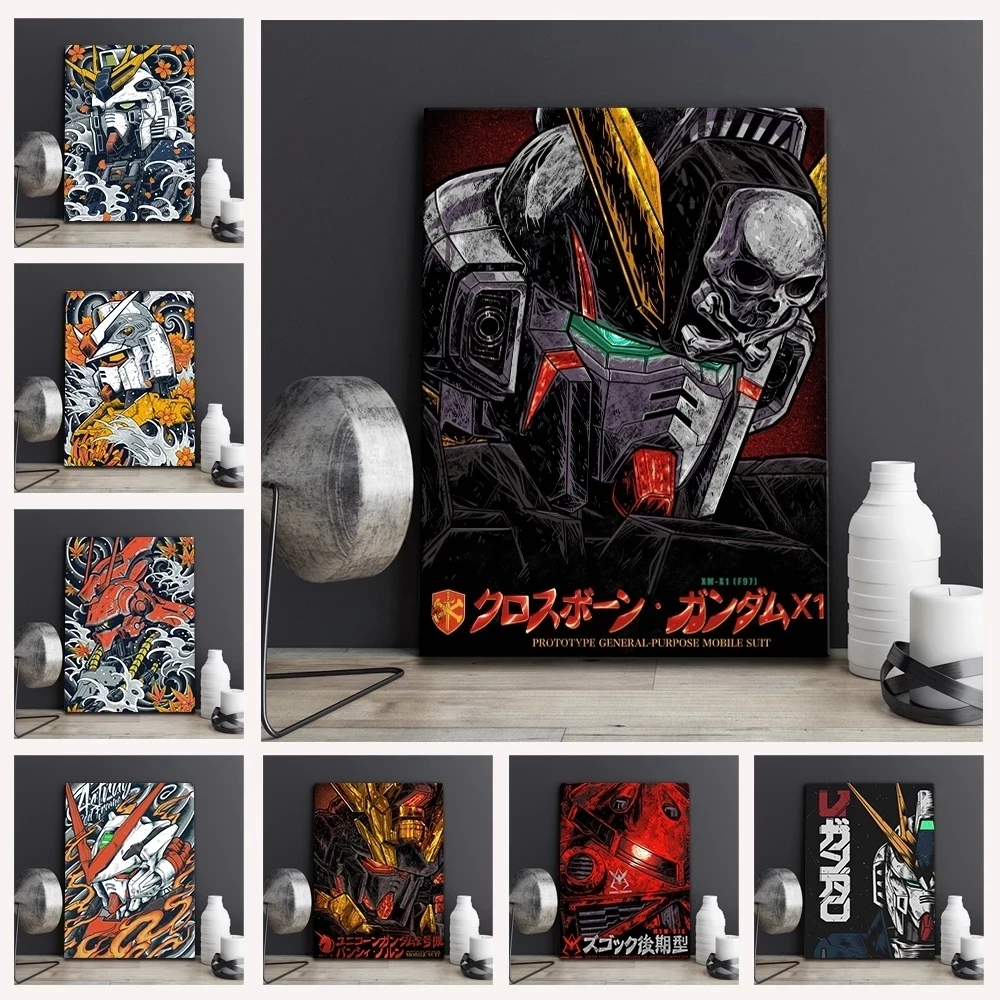 

Canvas Prints Gundam Warrior Poster Home Decoration Mecha Painting Wall Art Picture Japanese Anime Role Modular For Living Room