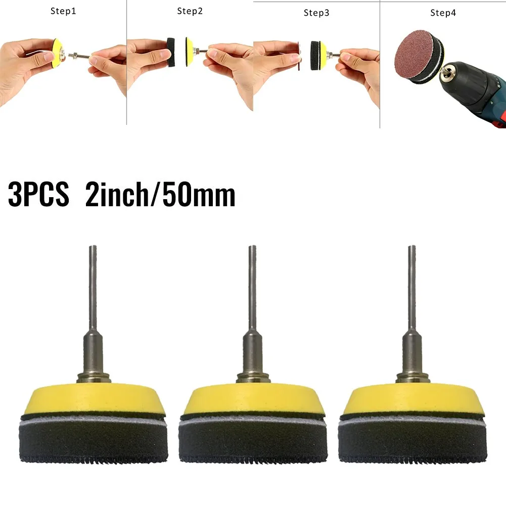 

3PCS 50mm Yellow Backing Pad Hook And Loop With 3mm Shank For Drill Sanding For Use With Air Sanders Drill And Rotary Machines