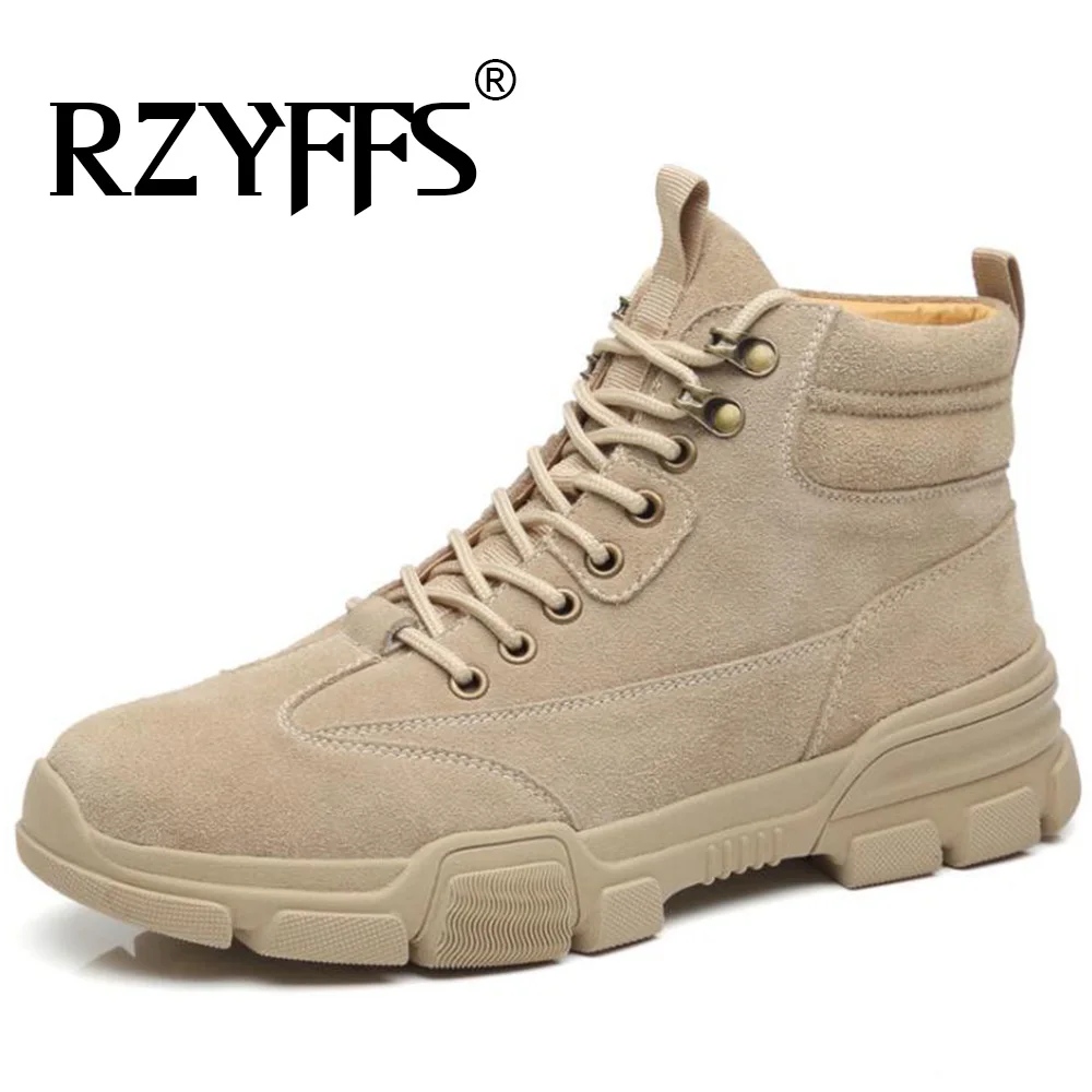 

Genuine Leather Men Military boots Desert Western Motorcycle Ankle Boots Outdoor Working Snow Boots Men Shoes A54-95
