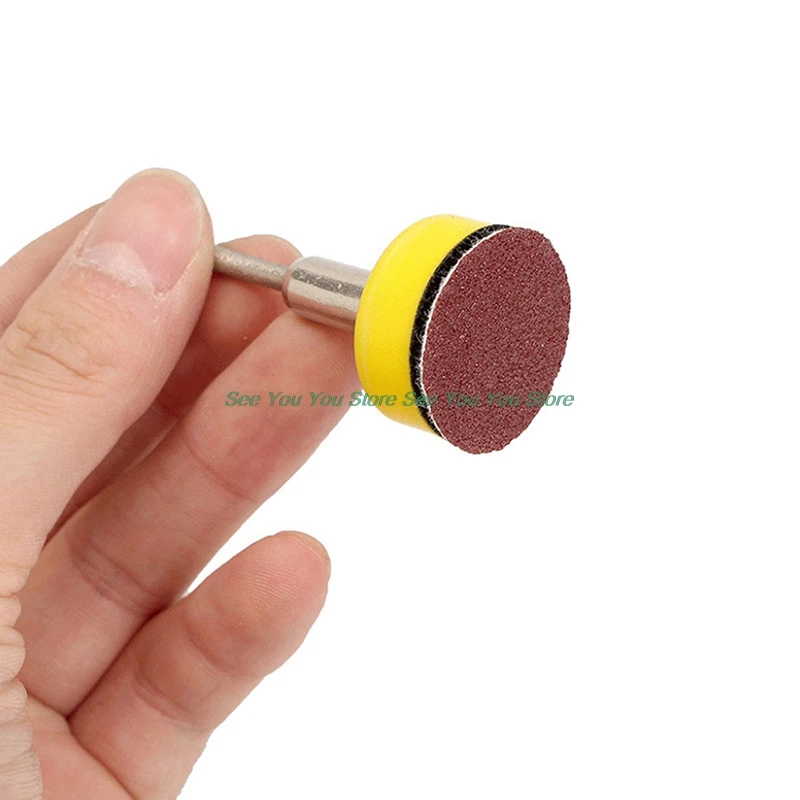 

100pcs 25mm/1inch Sandpaper + 1pcs 1inch Hook Loop Backer Plate 1/8inch Shank + 1pcs Loop Sanding Pad Abrasives Mixed Polishing