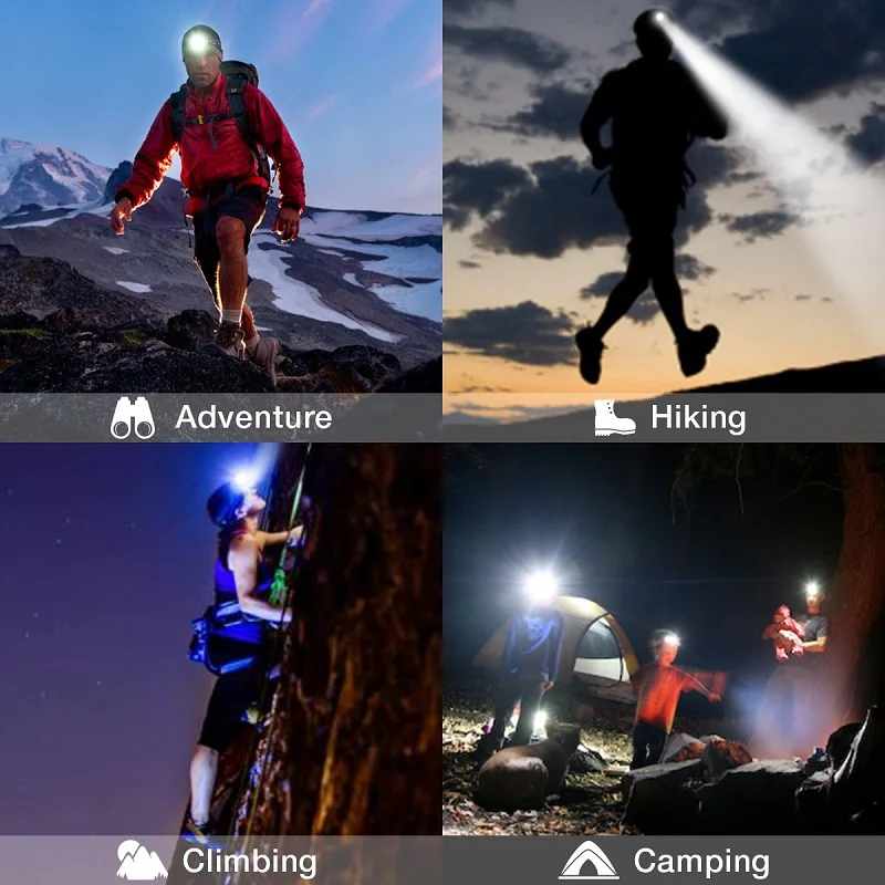 

10000lm XHP50.2 Headlamp Rechargeable XPG COB yellow Red light LED Headlight Body Motion Sensor Head light For Riding