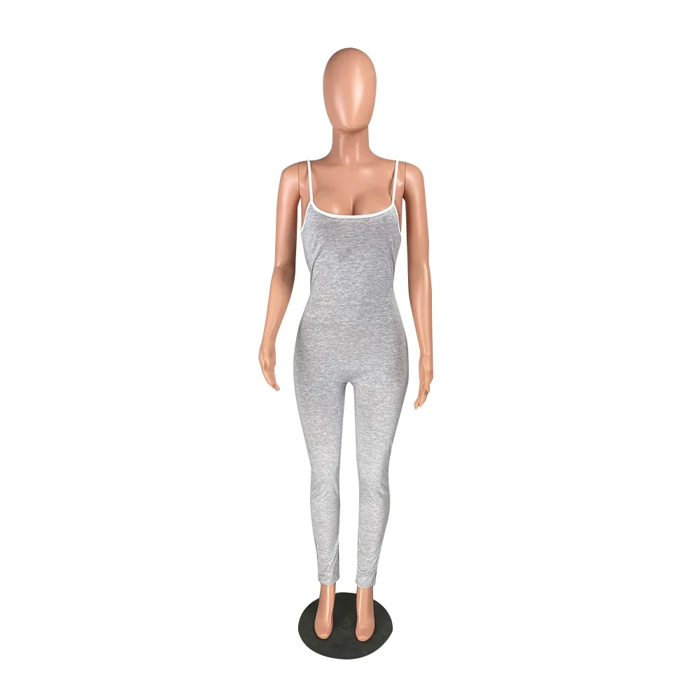 

2021 Women Elastic Hight Fitness Sporty Jumpsuit Sexy Spaghetti Strap Backless Skinny Overall Activewear Partywear Summer Outfit