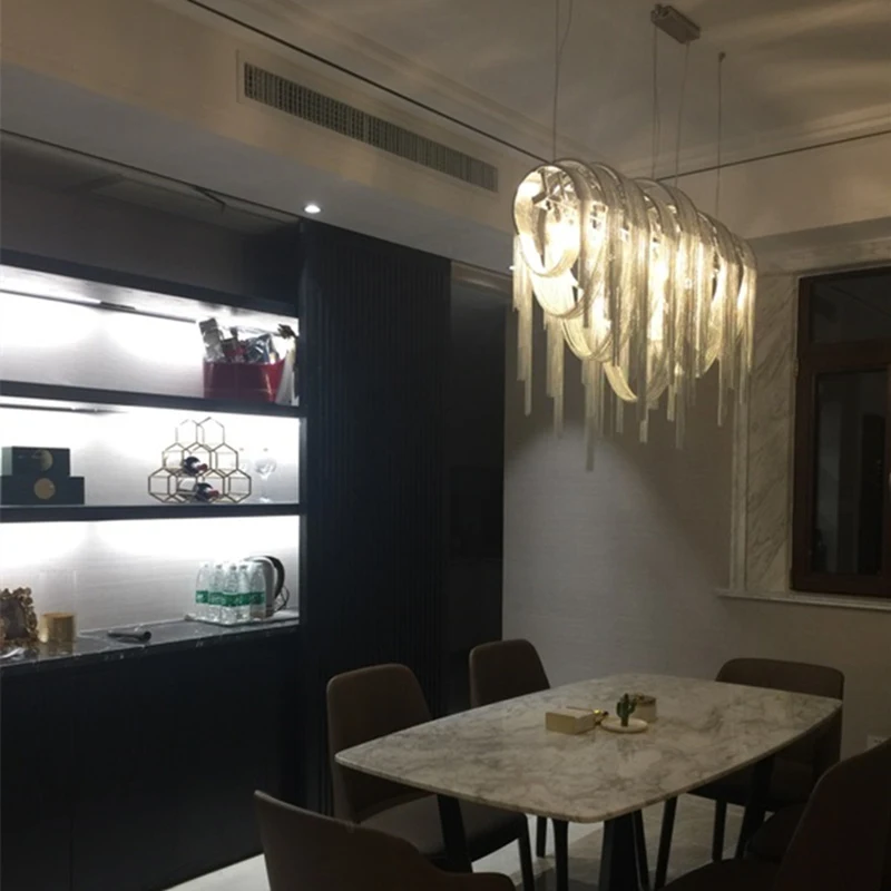 Декор для столовой алюминиевая цепочка подвесные светильники кухонный бар