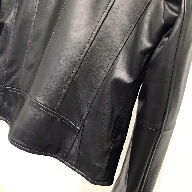 

Female jacket spring new arrival genuine sheepskin coat turn-down collar women's leather suede black color clothes slim