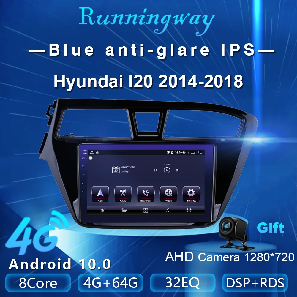 Runningway Android10.0 5G автомобильный DVD для Hyundai I20 2014 2015 2017 2018 4G + 64G Автомобильный Радио